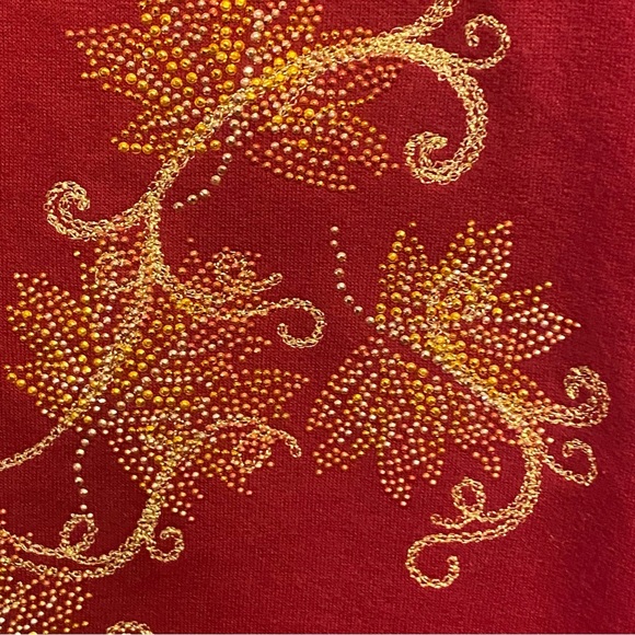 Trilllogy Fall studded  Snowman Winter Grandma Crew Pullover Sweatshirt Large - Picture 5 of 10